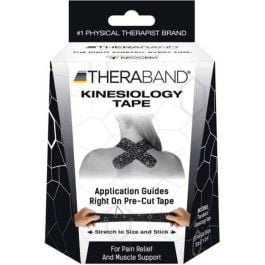 Hygenic - 12751 - Kinesiology Tape, Precut Roll, Dispenser Box, 2" X 10" Strips, Black/ White Print, Latex - Free (091293) (Us Only) - Roll/20