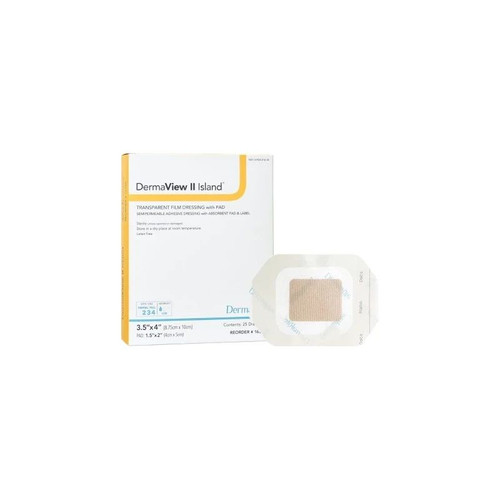 Dermarite - Dermaview Ii Island - 16340 - Transparent Film Dressing With Pad 3 - 1/2 X 4 Inch Frame Style Delivery Rectangle Sterile - Box/25