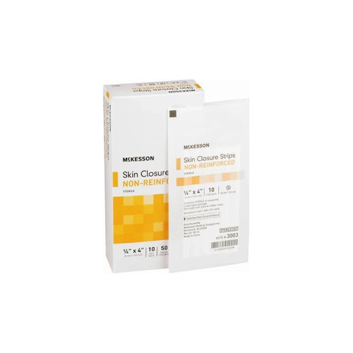 Mckesson - 3003 - Skin Closure Strip 1/4 X 4 Inch Nonwoven Material Flexible Tan - Box/50