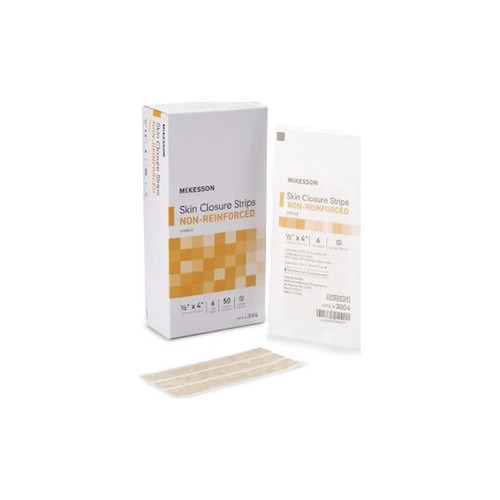 Mckesson - 3004 - Skin Closure Strip 1/2 X 4 Inch Nonwoven Material Flexible Tan - Box/50