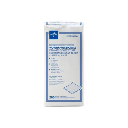 Medline - Non25412 - Gauze Sponge 4 X Inch 200 Per Pack Nonsterile 12 - Ply Square - Package/200