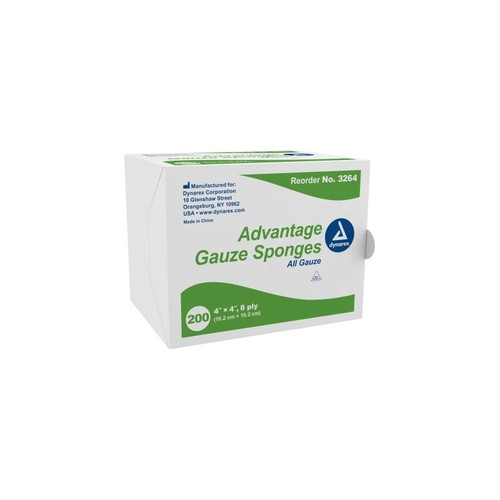 Dynarex - Advantage - 3264 - Gauze Sponge 4 X Inch 20 Per Pack Nonsterile 8 - Ply Square - Package/1