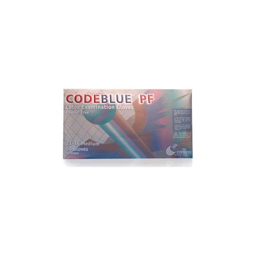 Mckesson - 23-34 - Codeblue Pf Exam Glove Medium Nonsterile Latex Extended Cuff Length Fully Textured Blue Not Rated - Box/50