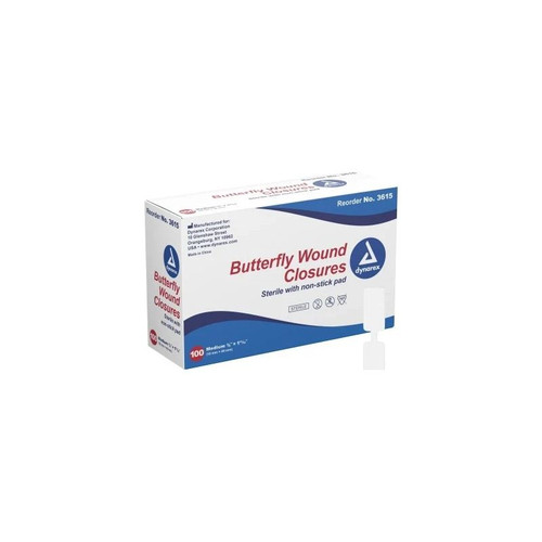 Dynarex - Secure Strip - 3615 - Skin Closure 3/8 X 1 - 13/16 Inch Plastic Butterfly White - Box/100