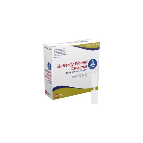 Dynarex - Secure Strip - 3616 - Skin Closure 1/2 X 2 - 3/4 Inch Plastic Butterfly White - Box/100