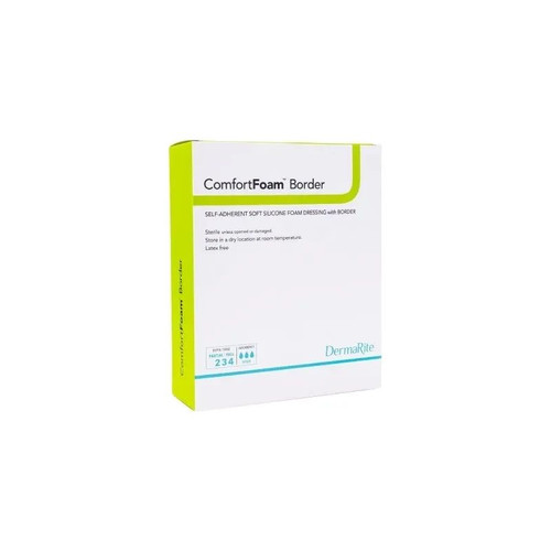 Dermarite - Comfortfoam Border - 43680 - Foam Dressing 6 X 8 Inch With Waterproof Backing Silicone Adhesive Rectangle Sterile - Box/5