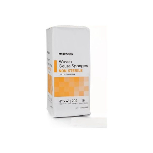Mckesson - 44122000 - Gauze Sponge 4 X Inch 200 Per Pack Nonsterile 12 - Ply Square - Bag/200
