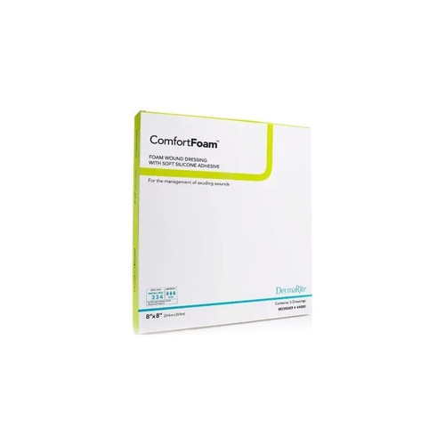 Dermarite - Comfortfoam - 44880 - Foam Dressing 8 X Inch Without Border Film Backing Silicone Face Square Sterile - Box/5
