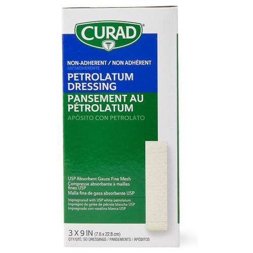 Medline - Curad - CUR251390 - Sterile Petrolatum Gauze Dressing, 3 X 9 