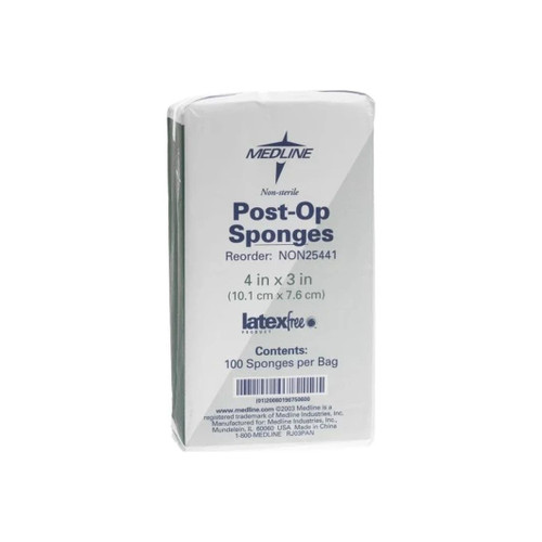 Medline - Non25441 - Post - Op Top Sponge Gauze Pads, 4" X 3", 100 Ct - Package/100