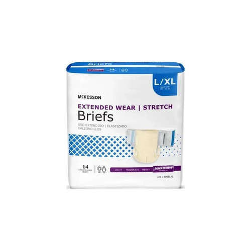 Mckesson - Extended Wear - Onblxl - Unisex Adult Incontinence Brief Large / X - Disposable Heavy Absorbency - Bag/14