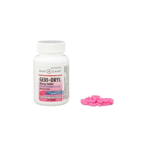 Gericare Medical Supply - Geri-Dryl - 681-01-Gcp - Care - Allergy Relief 25 Mg Strength Tablet  Bottle - Case/12