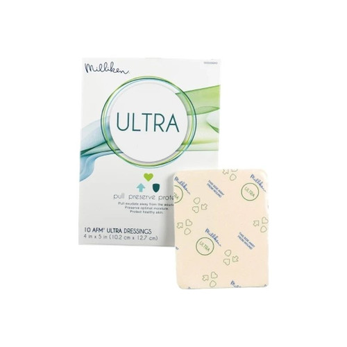 Milliken - Ultra - 3000006840 - Healthcare Foam Dressing 4 X 5 Inch Without Border Film Backing Nonadhesive Rectangle Sterile - Case/100