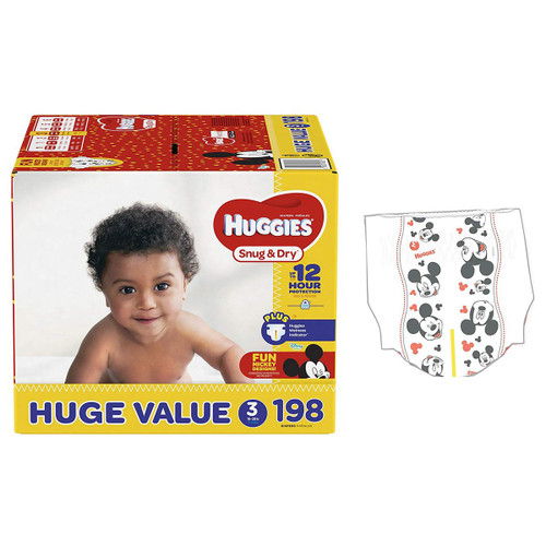 Kimberly Clark - Wypall - 49900 - Huggies Snug And Dry Diapers Size 3, 16 - 28 Lb (7 - 13 Kg), Huge Pack 198 Total Count. - Case/198