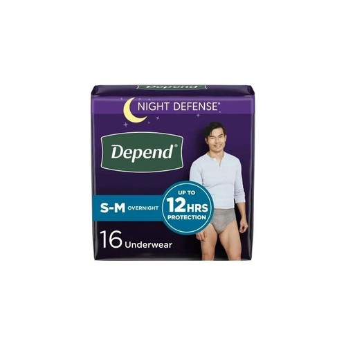 Kimberly Clark - 55156 - Depend Night Defense, Overnight Underwear, Grey, Male, Small/Medium - Replaces 6951124 - Package/16