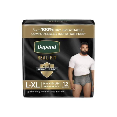 Kimberly Clark - Kleenex - 55427 - Depend Realfit Max Absorbency Men s Underwear, Grey, Large X-Large 