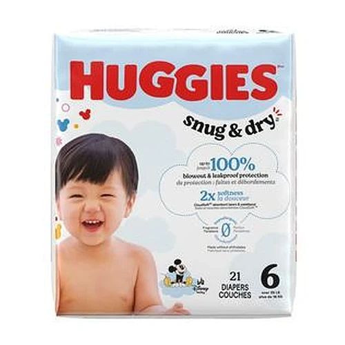 Kimberly Clark - 56429 - Huggies Snug & Dry Diapers, Jumbo Pack, Size 6, 21 Ct - Replaces 6951470 - Package/21