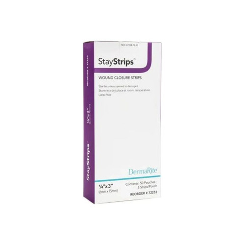 Dermarite - Staystrips - 72253 - Skin Closure Strip 1/4 X 3 Inch Nonwoven Material Flexible White - Box/50