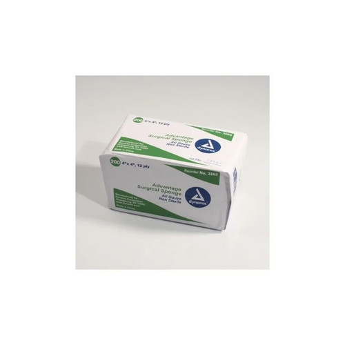 Dynarex - Advantage - 3265 - Gauze Sponge 4 X Inch 200 Per Pack Nonsterile 12 - Ply Square - Case/10