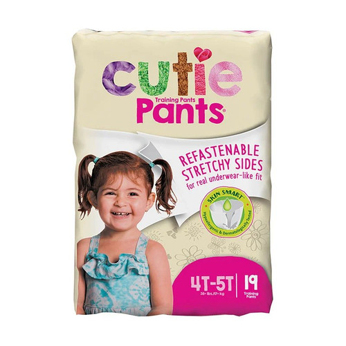 First Quality - Cutie Pants - CR9008 - Female Toddler Training Pull On With Tear Away Seams Size 4T To 5T Disposable Heavy Absorbency 