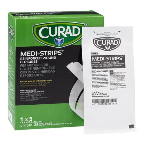 Medline - Medi-Strips - Non250501 - Skin Closure Strip 1 X 5 Inch Nonwoven Material Reinforced White - Case/400