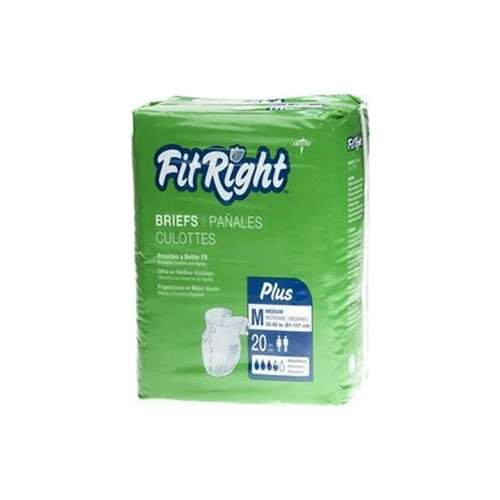 Medline - Fitright - Fitplusmd - Plus Unisex Adult Incontinence Brief Medium Disposable Moderate Absorbency - Bag/20