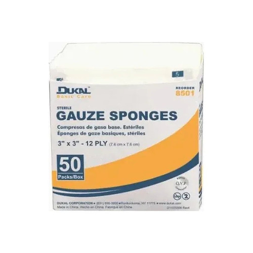 Dukal - 8500 - Gauze Sponge, 2" X 2", Sterile, 8 - Ply - Box/1