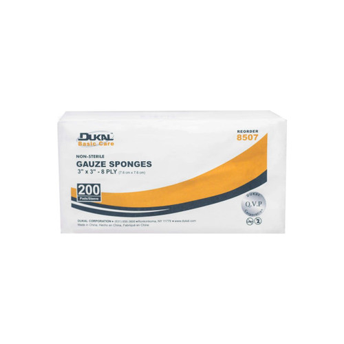 Dukal - 8507 - Gauze Sponge, 3" X 3", Non - Sterile, 8 - Ply - Bag/1