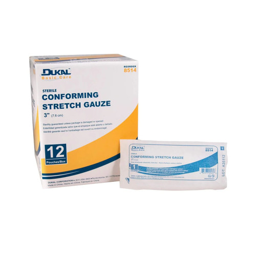 Dukal - 8514 - Conforming Stretch Gauze, 3" Sterile - Bag/1