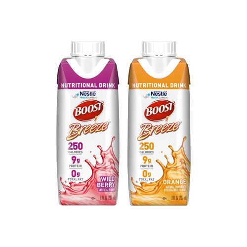 Nestle - Milo - 4390042878 - Boost Breeze, 2 - Variety Case, Wildberry And Orange Flavors, 8 Fl Oz Cartons - Case/24
