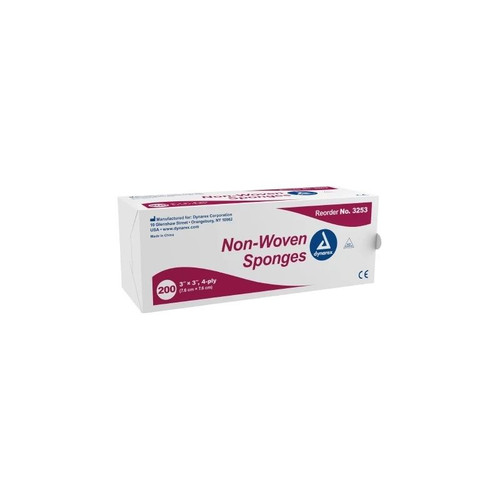 Dynarex - 3253 - Nonwoven Sponge 3 X Inch 200 Per Pack Nonsterile 4 - Ply Square - Box/200