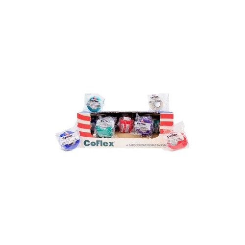 Andover - Coflex - 3100Rb-030 - Coated Products - Cohesive Bandage 1 Inch X 5 Yard Self - Adherent Closure Teal / Blue White Purple Red Green Nonsterile 14 Lbs Tensile Strength - Case/30