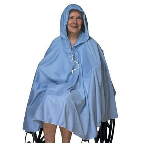 Skil-Care - 909130 - Shower Poncho Blue One Size Fits Most Over - The - Head Drawstring Closure Unisex - Each
