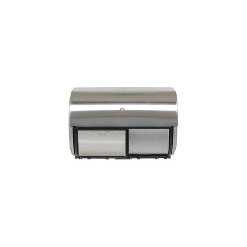 Georgia Pacific - Compact 2-Roll Side-By-Side - 56798 - Roll - Side - By - Consumer Toilet Tissue Dispenser Faux Stainless Plastic Manual Rolls Wall Mount - Each