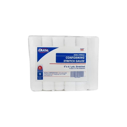 Dukal - 606 - Conforming Bandage 6 Inch X 4 - 1/10 Yard Per Pack Nonsterile 8 - Ply Roll Shape - Case/48