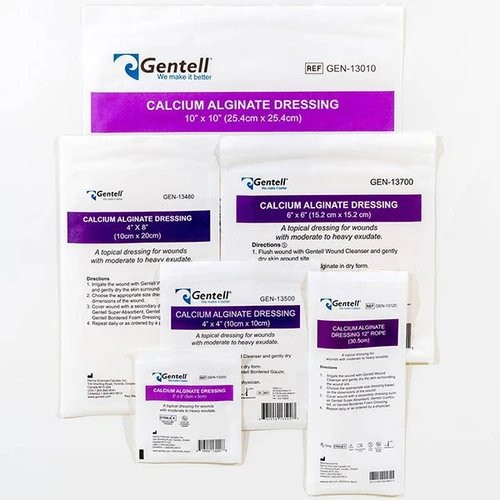 Gentell - 88245 - Calcium Alginate Dressing 4" X 5" Sterile 1'S,. - Box/10
