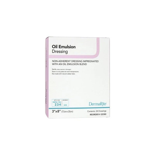 Dermarite - 22380 - Oil Emulsion Impregnated Dressing Rectangle 3 X 8 Inch Sterile - Box/24