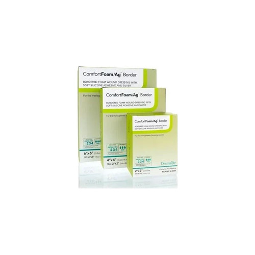Dermarite - Comfortfoam/Ag Border - 48220 - Comfortfoam Ag Silicone Foam Dressing, 2" X 2". - Box/10