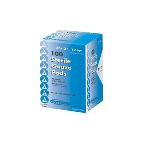 Dynarex - 3353 - Sterile Gauze Pad 3" X 12 - Ply Singles - Box/100