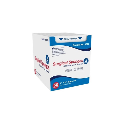 Dynarex - Canon - 3322 - Gauze Sponge 8 - Ply Sterile 2S - Package/2