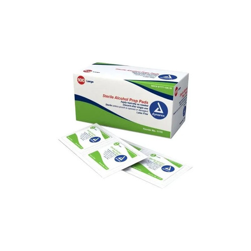 Dynarex - 1116 - Alcohol Prep Pad 70% Strength Isopropyl Individual Packet Large Sterile - Case/1000