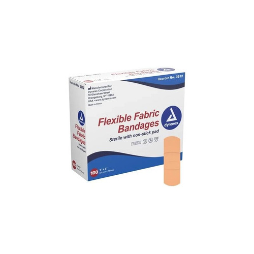 Dynarex - 3612 - Adhesive Strip 1 X 3 Inch Fabric Rectangle Tan Sterile - Case/2400