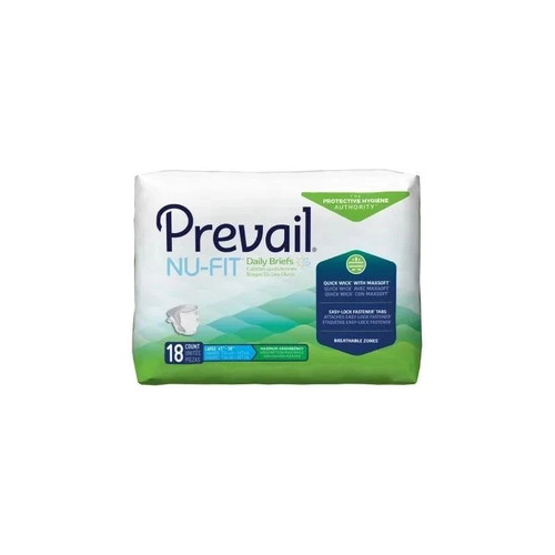 First Quality - Prevail Nu-Fit - Nu-013/1 - Unisex Adult Incontinence Brief Large Disposable Heavy Absorbency - Package/18