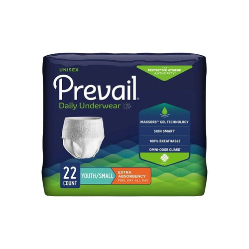 First Quality - Prevail Daily Underwear - PV-511 - Unisex Youth Absorbent Pull On With Tear Away Seams Small Disposable Moderate Absorbency 