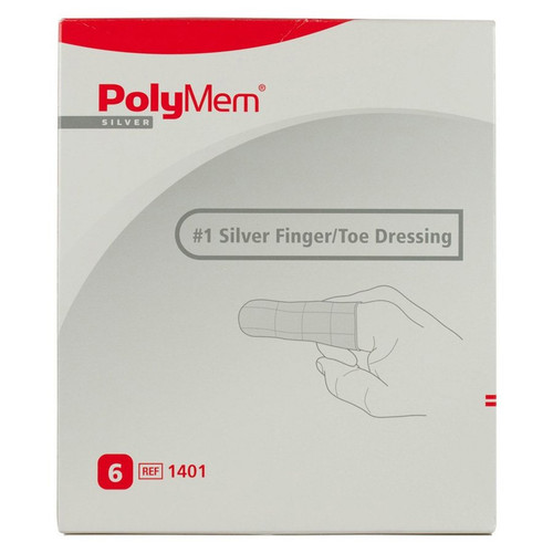 Ferris - Polymem Silver - 1402 - Foam Dressing 2 - 1/5 To 3/5 Inch Circumference Finger / Toe Sterile - Box/6