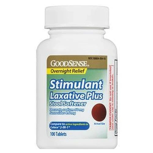 Perrigo - Gc00975 - Goodsense Stimulant Laxative + Stool Softner Overnight Relief Tabs, 100 Ct - Each