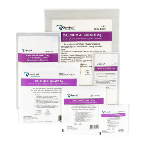 Gentell - Gen-13820 - Calcium Alginate Ag Dressing, 8" X - Box/10
