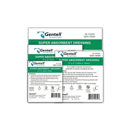 Gentell - Gen-19340 - Super Absorbent Dressing, 4" X - Each