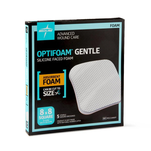 Medline - Msc2288epz - Optifoam Gentle,Non-Bordered,8x8 - Each