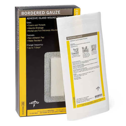 Medline - Msc3236z - Gauze, Border, 3"x6", 1.5"x4"pad,Sterile - Each